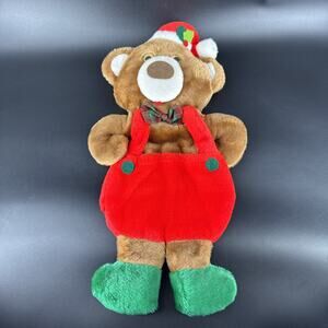Vintage Rennoc DOUBLE POCKET Stuffed Animal Bear Christmas Stocking 1985, 20"